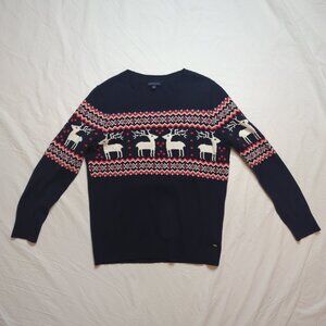 Tommy Hilfiger Women's XL Sweater-Navy Blue, Red and White